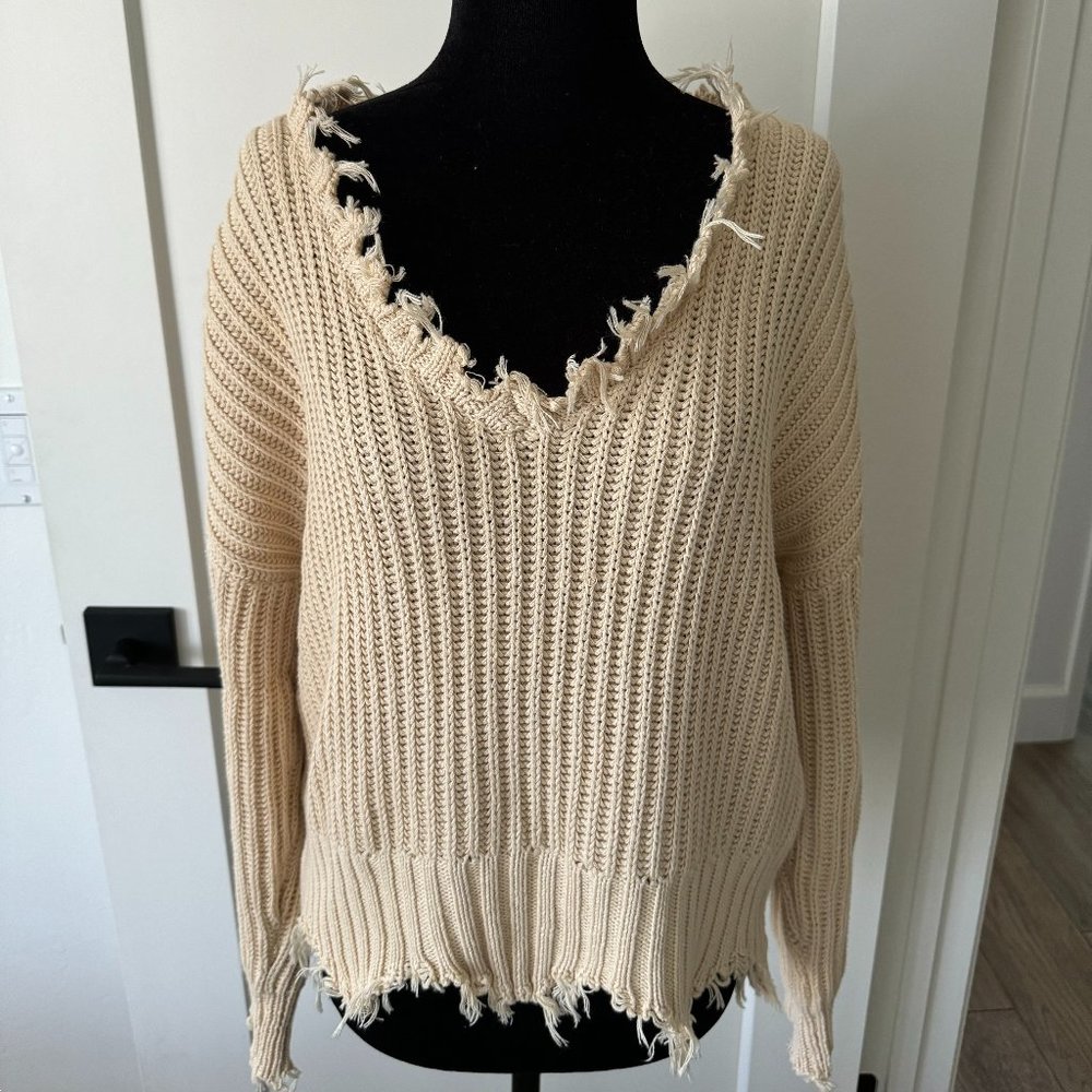 Z Supply Distressed Sweater - Size Small, Loose Cropped Fit, Like New